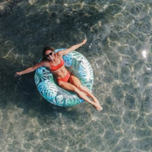 PoolCandy Tropical Palms Jumbo Pool Tube Float 48" Resort Collection NEW! - Picture 5 of 11